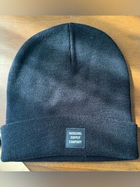 Herschel Supply Company Black Knit Beanie with Logo Patch